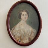 Watercolor on paper, early 20th century, portrait of a woman from the early 19th century