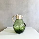 Crystal Glass Decanter, “Kalte Ente”, Vintage Silver-Plated Pitcher