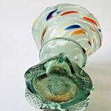Vase en verre de Murano col en corolle en verre multicolore pied travaillé