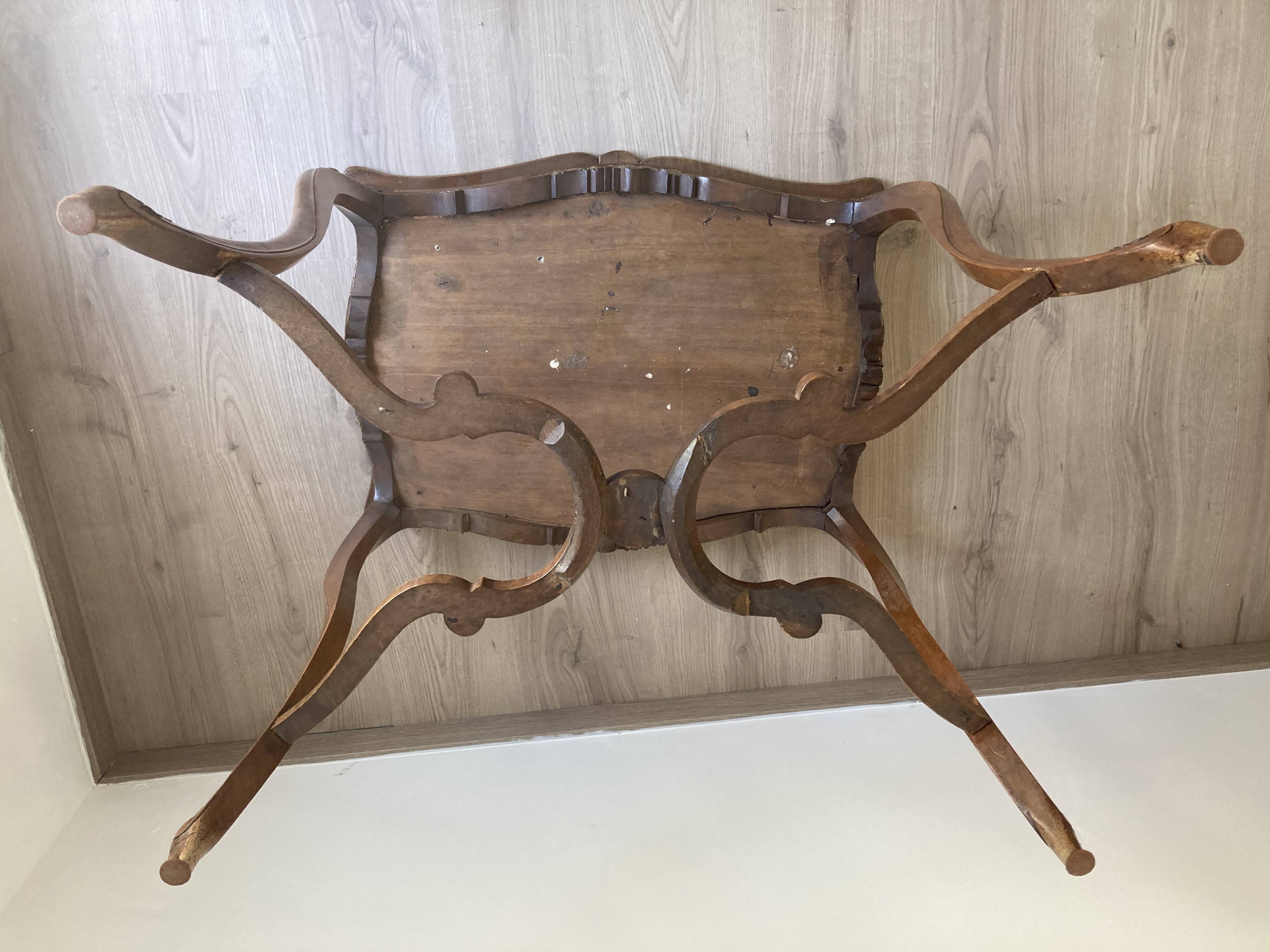 GAME TABLE STYLE LOUIS XV WOOD CARVED CIRCA 1900 GREEN CARPET 2 COMPARTMENTS