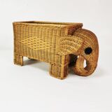 Rattan stand, container, newspaper rack, Italy 1970s