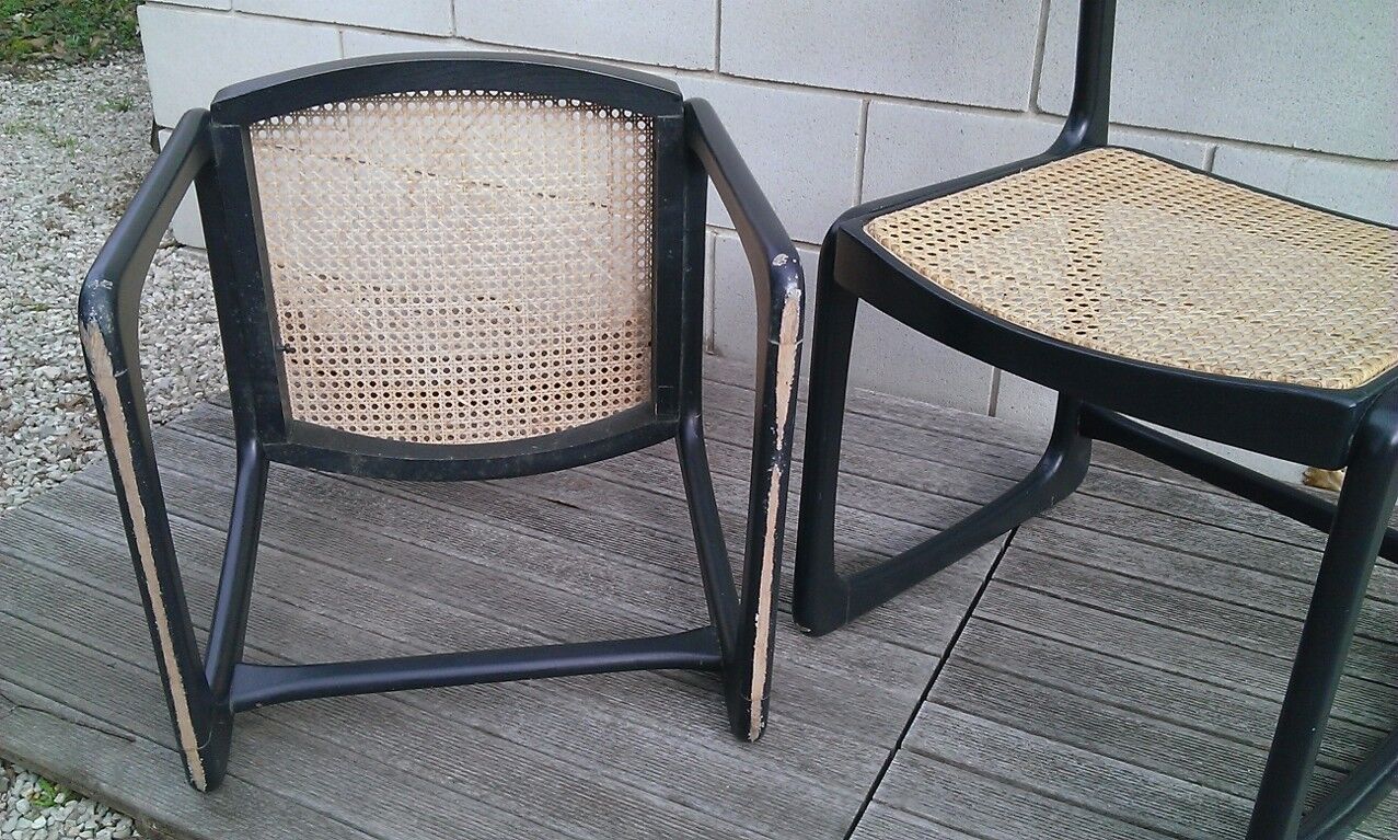 Pair of caning sled chairs