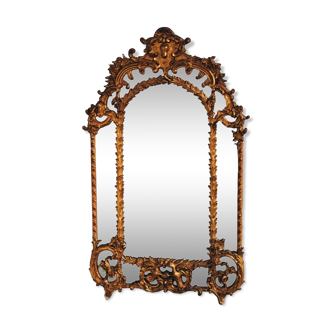 Mirror shield-close style Louis XV gold leaf gilding