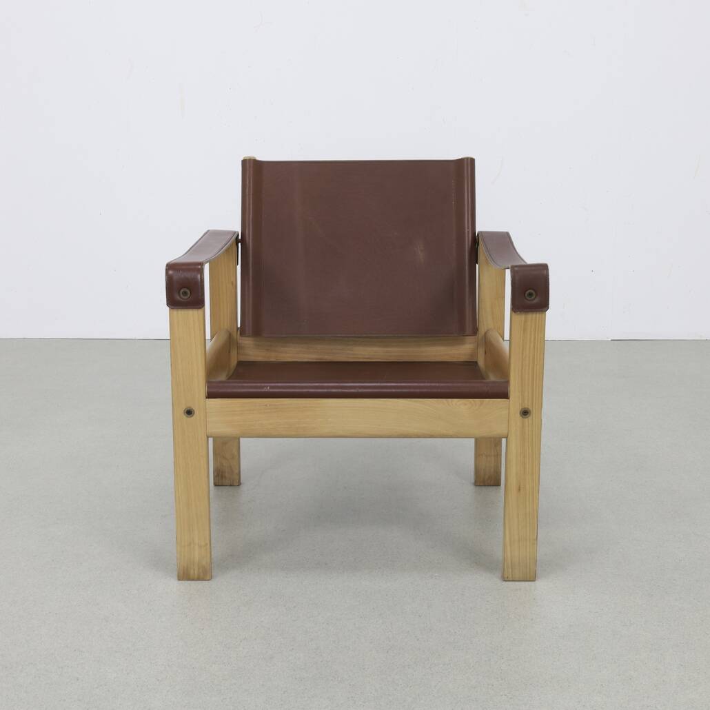 Safari Easy Chairs in Leather + Coffee Table by Carl Heinz Bergmiller, 1970
