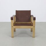 Fauteuils Safari en cuir et table basse par Carl Heinz Bergmiller, 1970