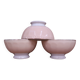 3 antique pale pink earthenware bowls from Moulin Des Loups