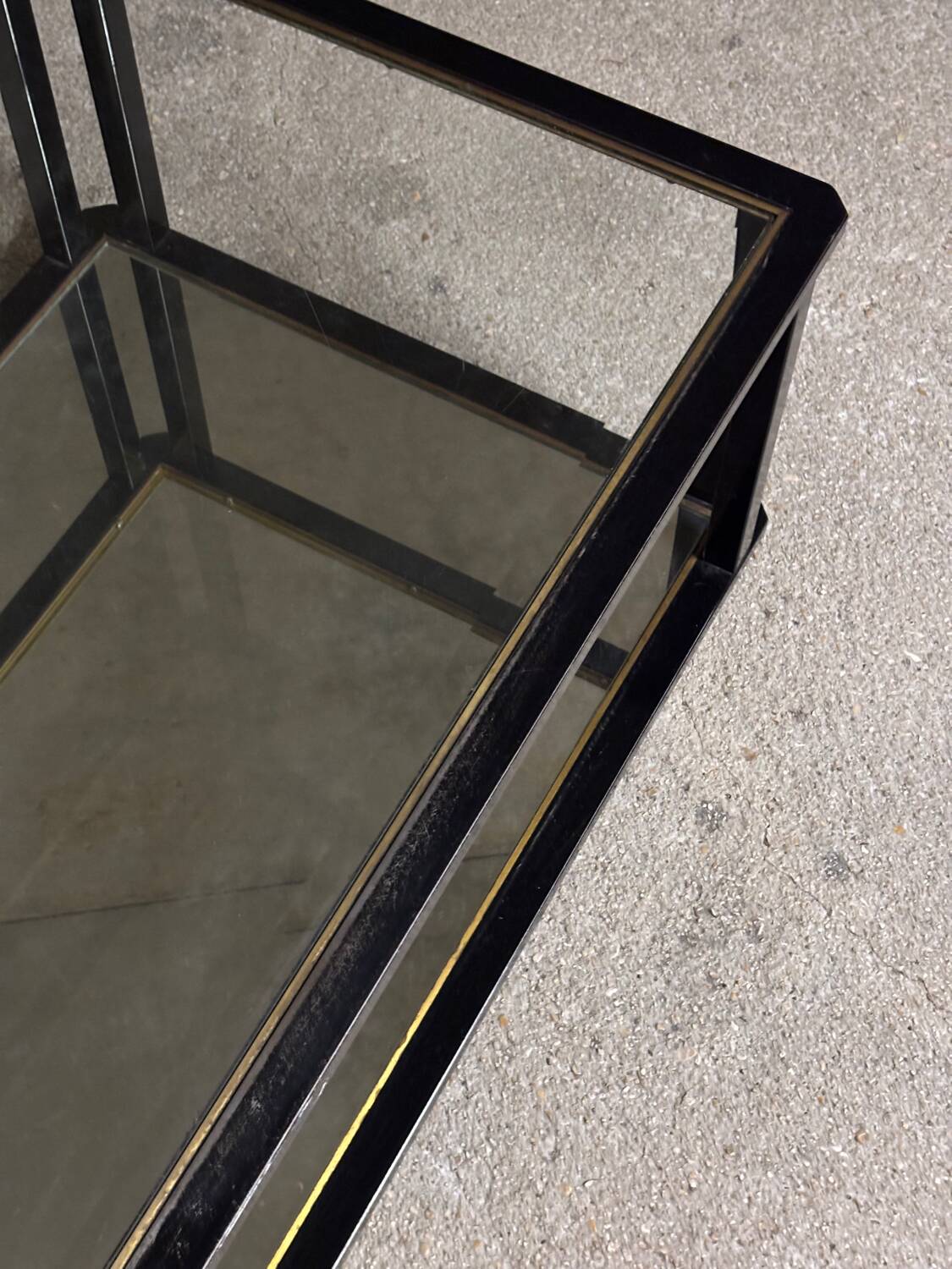 Large coffee table in metal, glass and mirror 1970