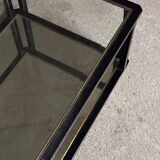 Large coffee table in metal, glass and mirror 1970