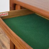 Mid-century danish teak sideboard with tambour doors from dyrlund, 1960s.