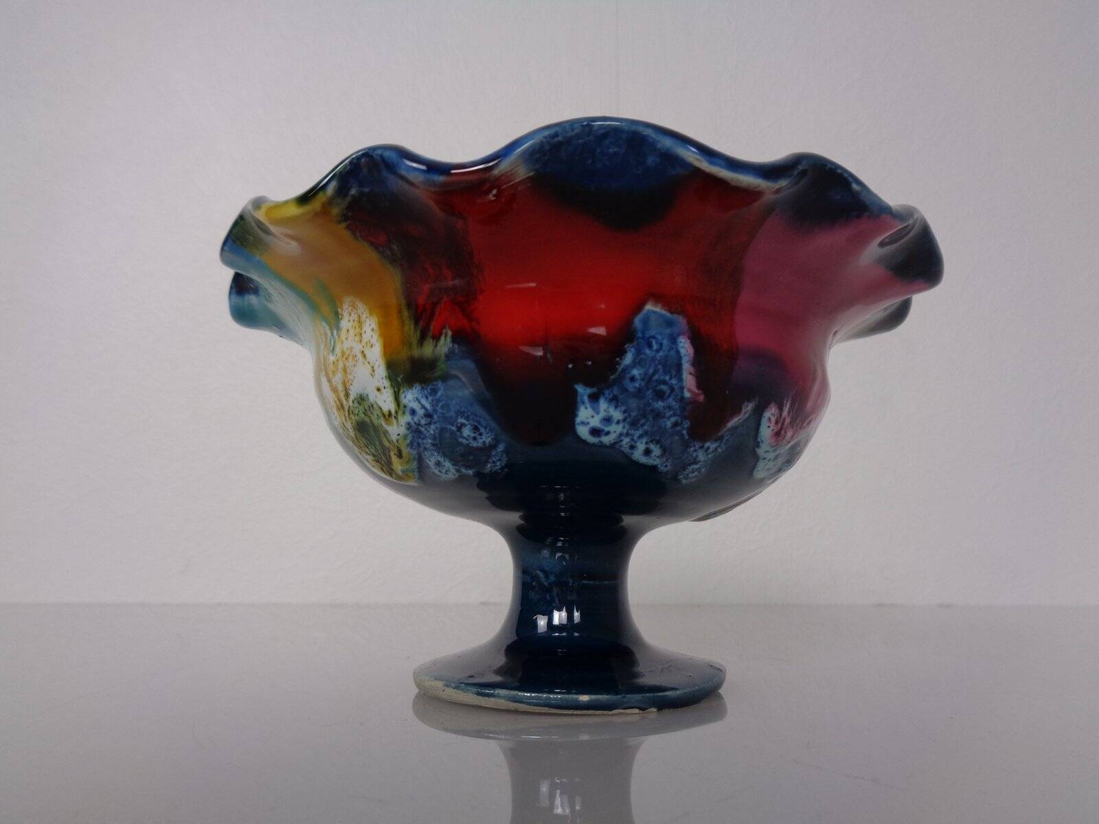French multicoloured studio ceramic bowl from Vallauris, 1970s