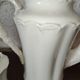 Limoges porcelain coffee maker in Haviland, white milk pot and sugar bowl decorated with leaves