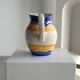 Large blue and yellow hand painted carafe H:20cm