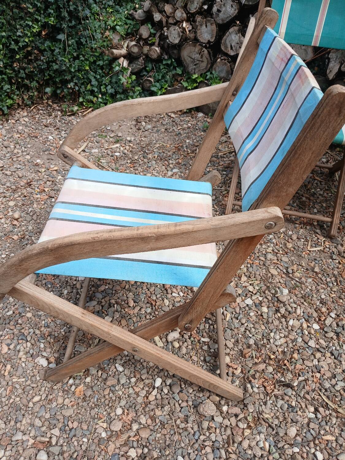 3 antique folding garden armchairs