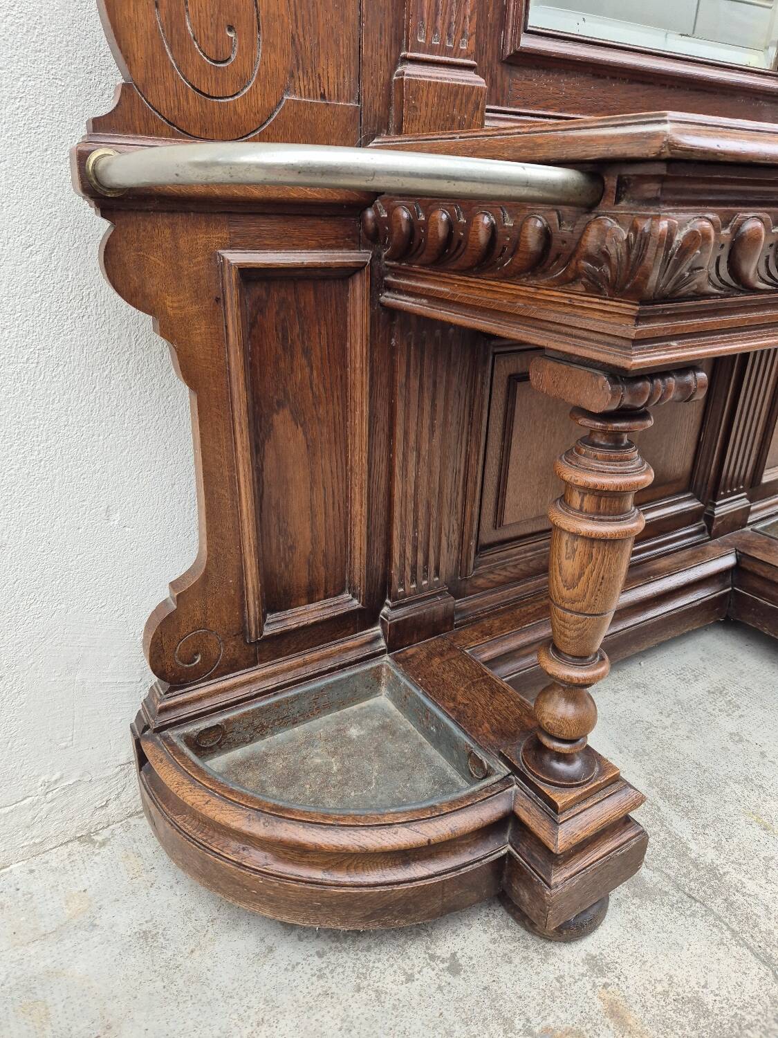 Cloakroom Napoleon III coat rack 19th in solid oak