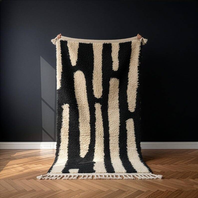 Handmade natural wool rug 250cm x 150cm