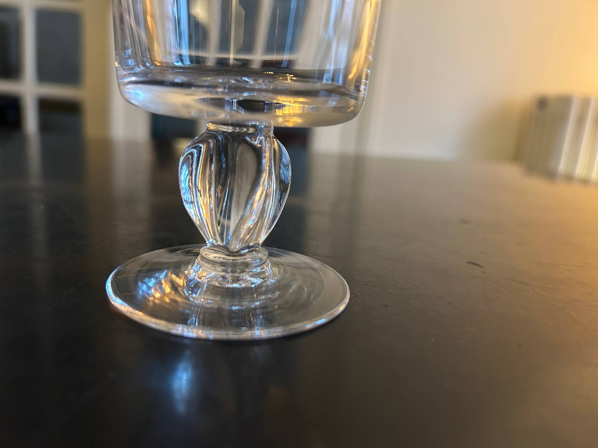 10 old glasses with twisted stems