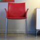 Set of 4 Zanotta armchairs in red leather