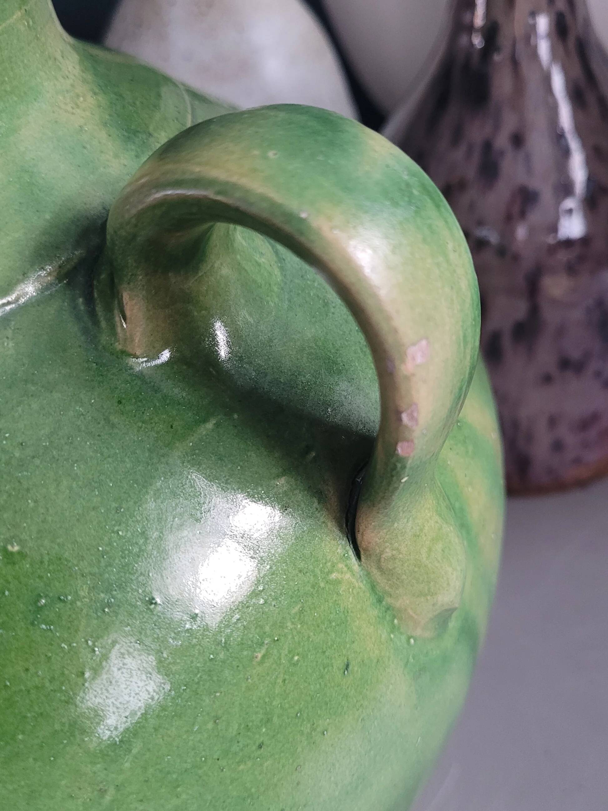 Green glazed terracotta jar