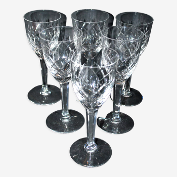 Série de 6 verres à vin en cristal taillé de Lemberg "Cristallerie Lorraine" 15.5cm