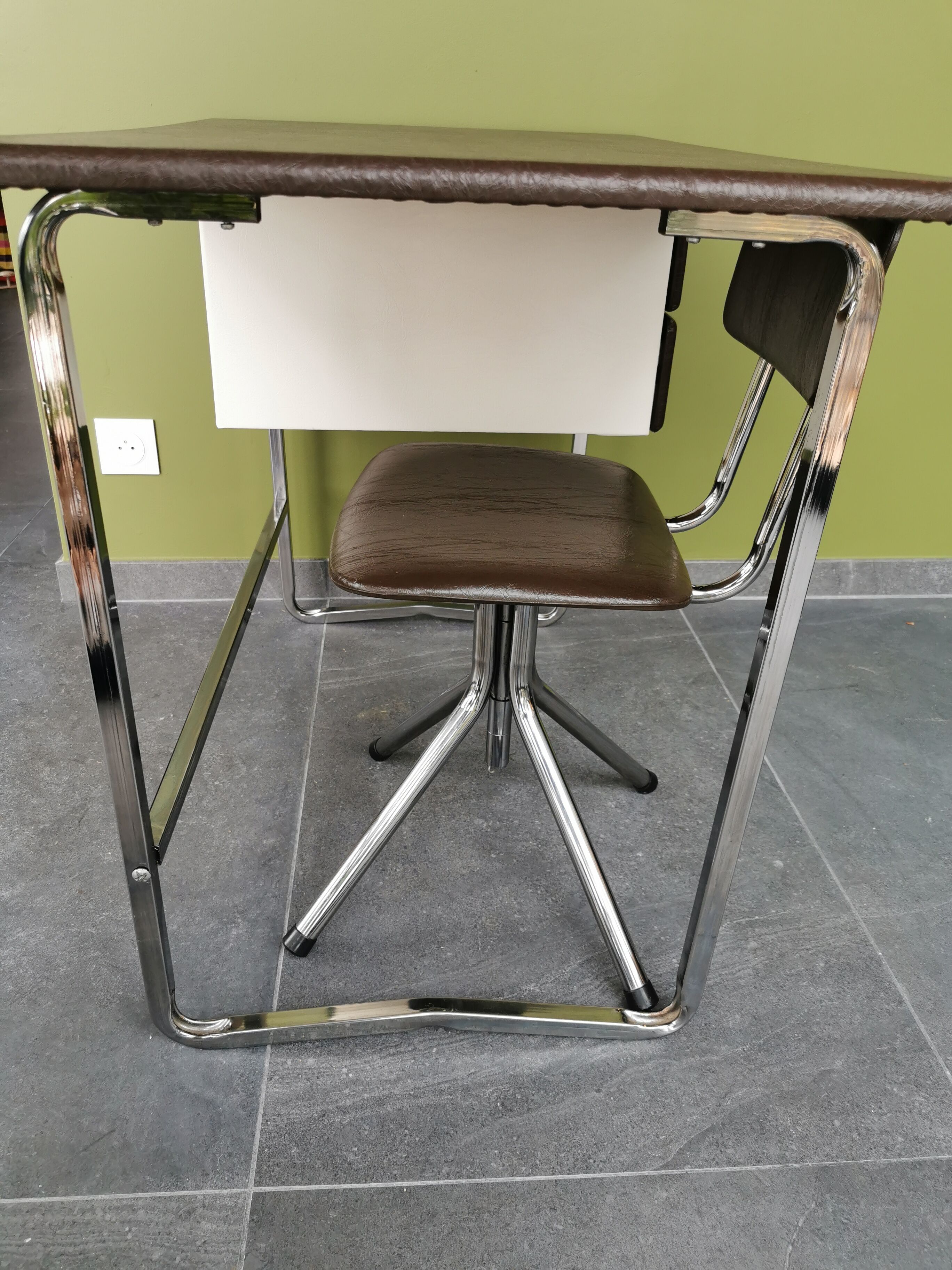 Vintage industrial style desk with swivel chair