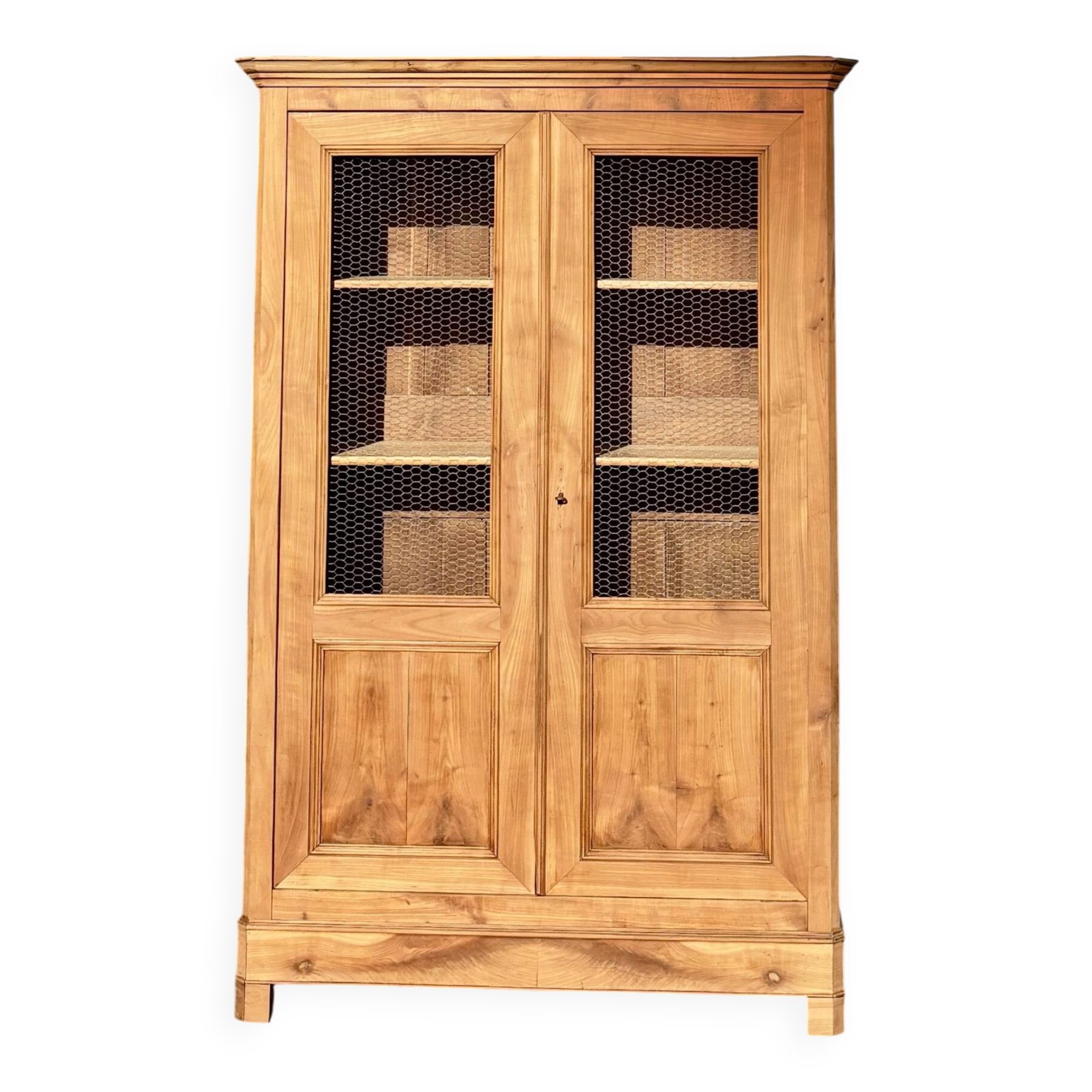 Antique Parisian wardrobe: solid wood dresser bookcase