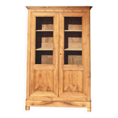 Armoire parisienne ancienne : vaisselier bibliothèque en bois massif