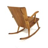 Brutalist pine rocking chair, Göran Malmvall, Svensk Fur, Sweden, 1960