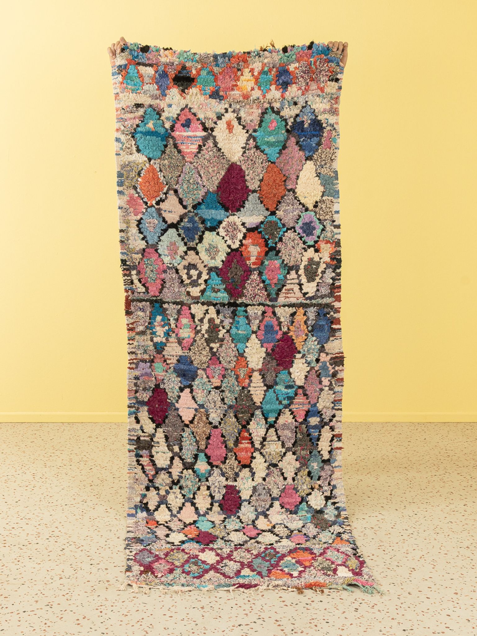 Tapis berbère, vintage boucherouite, 90 x 263