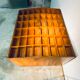 Double-sided wooden industrial filing cabinet with 48 vintage drawers