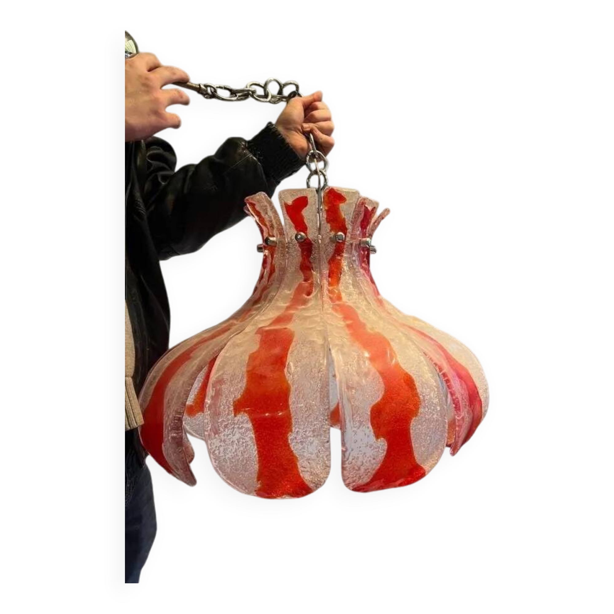 Lampe fleur vintage en verre murano pour mazzega