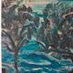 Oil on panel signed Tourtet coastal landscape sailing boat.