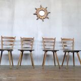 Series of 4 Scandinavian chairs or vintage wooden bistro