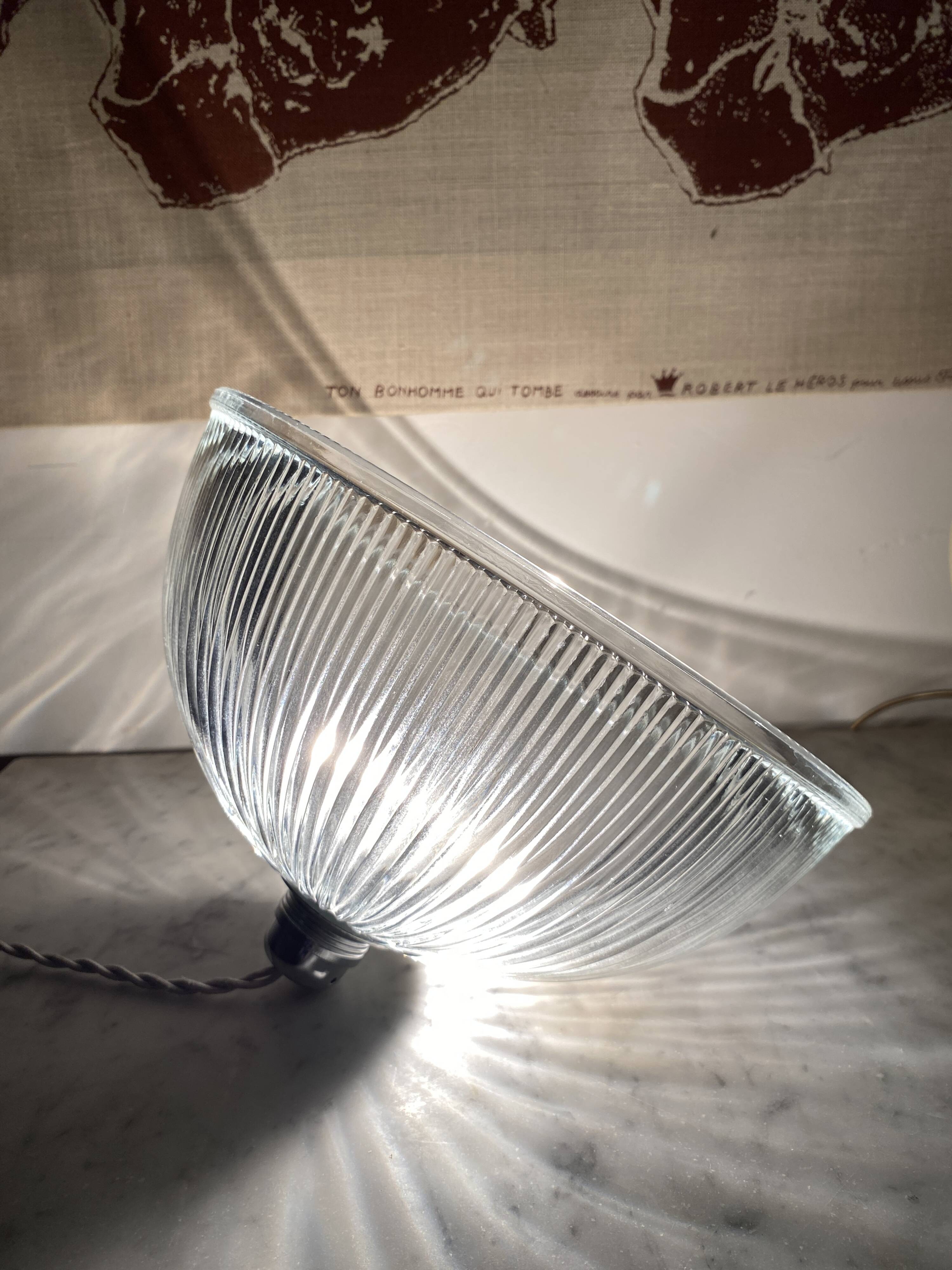 Ribbed globe pendant light, 2 m fabric cable