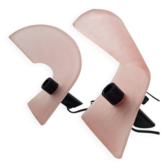 Ensemble de 2 lampes de table en verre Mayo des années 1980.