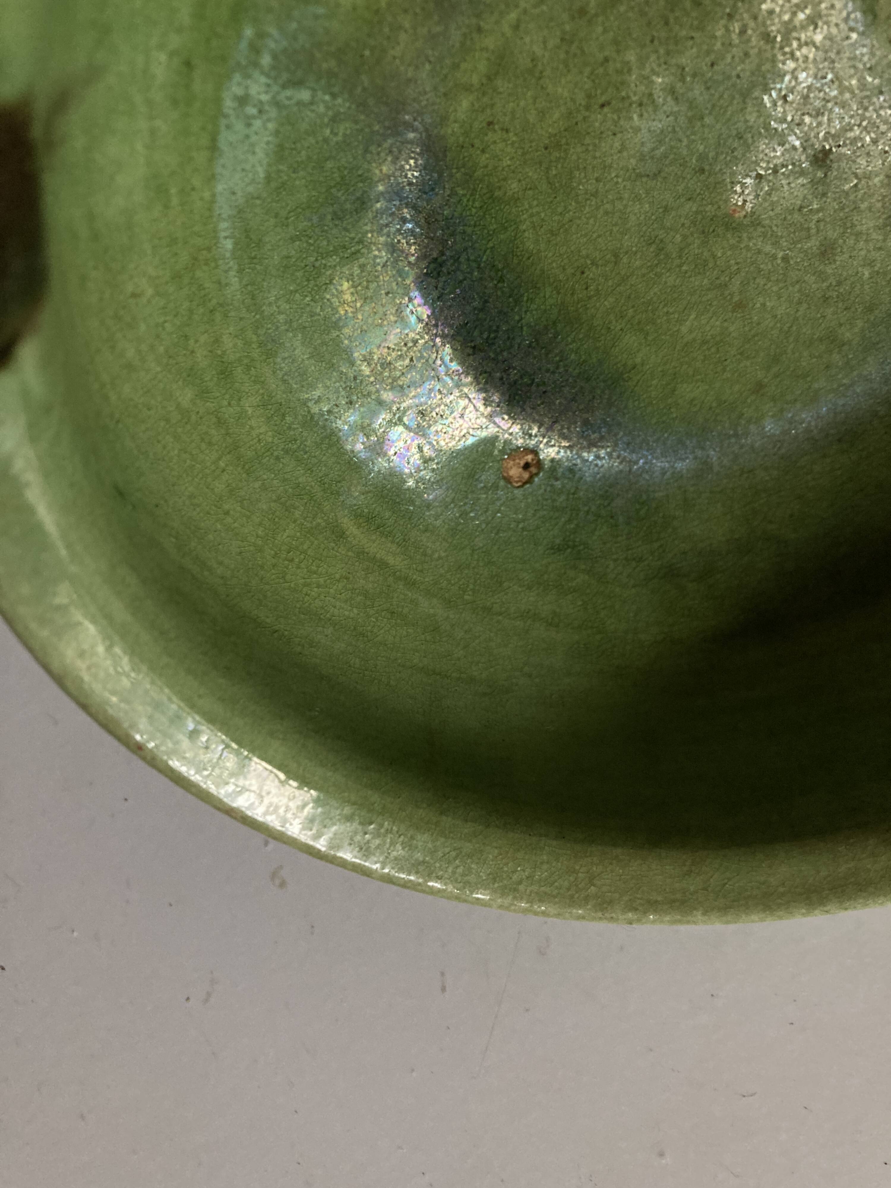Green glazed earthenware bowl from Dieulefit 1960