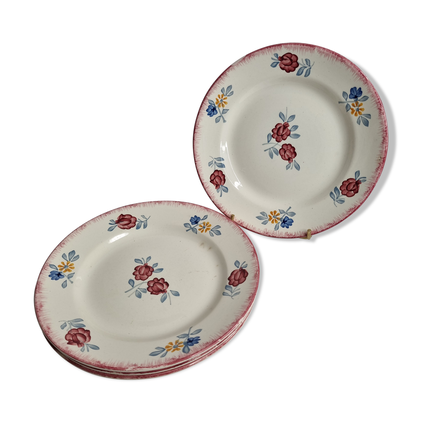 Set of four dessert plates decorated with flower, Maryvonne, 21 cm