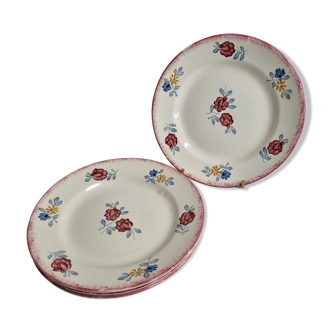 Set of four dessert plates decorated with flower, Maryvonne, 21 cm