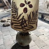 Vintage handmade lamp 1970 - natural leaf shade & base