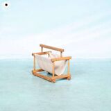 Bohemian magazine rack in vintage 70s pine style.