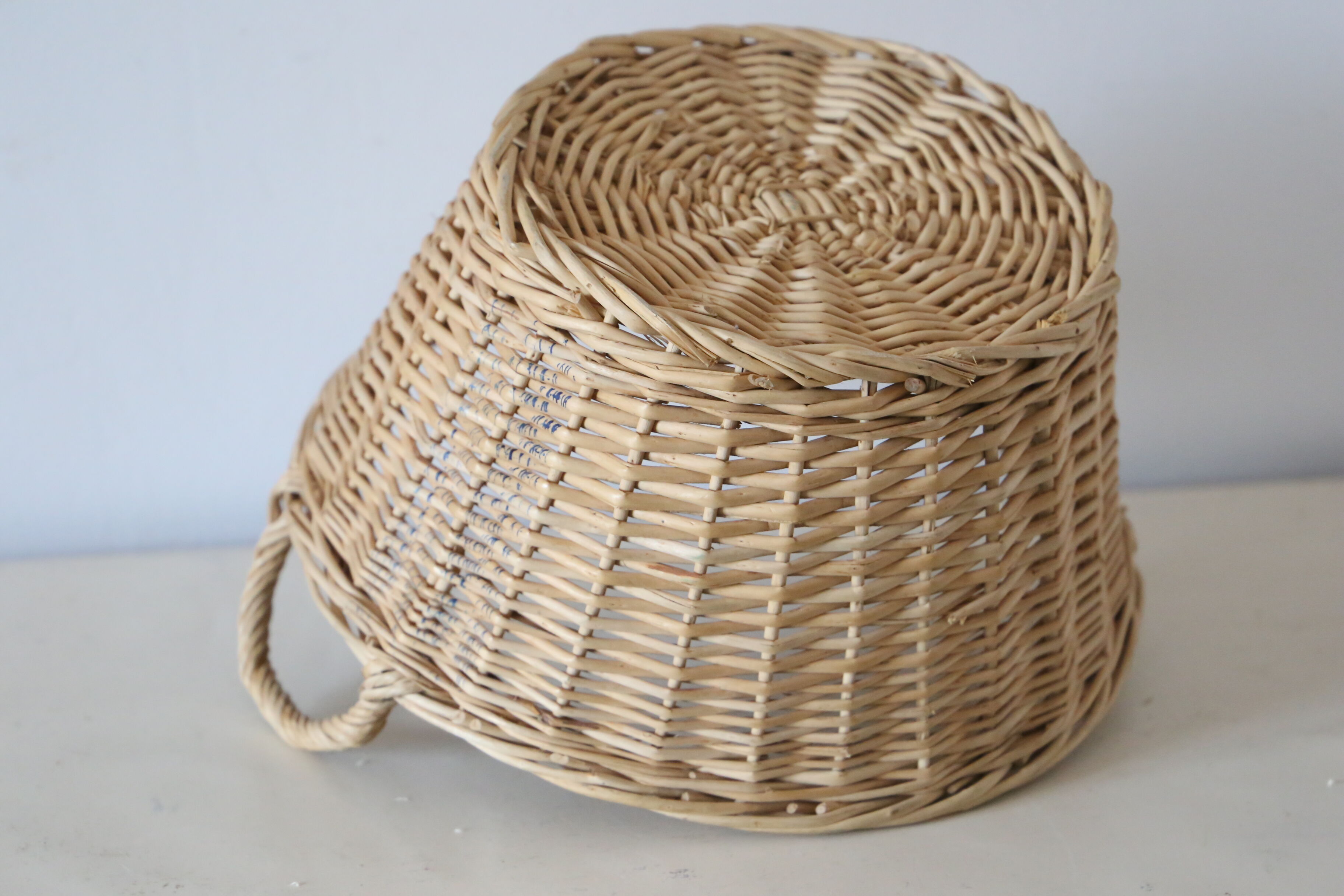 Wicker basket with two handles, vintage, french