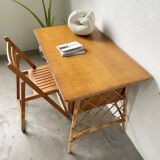 Louis Sognot rattan desk and its chair