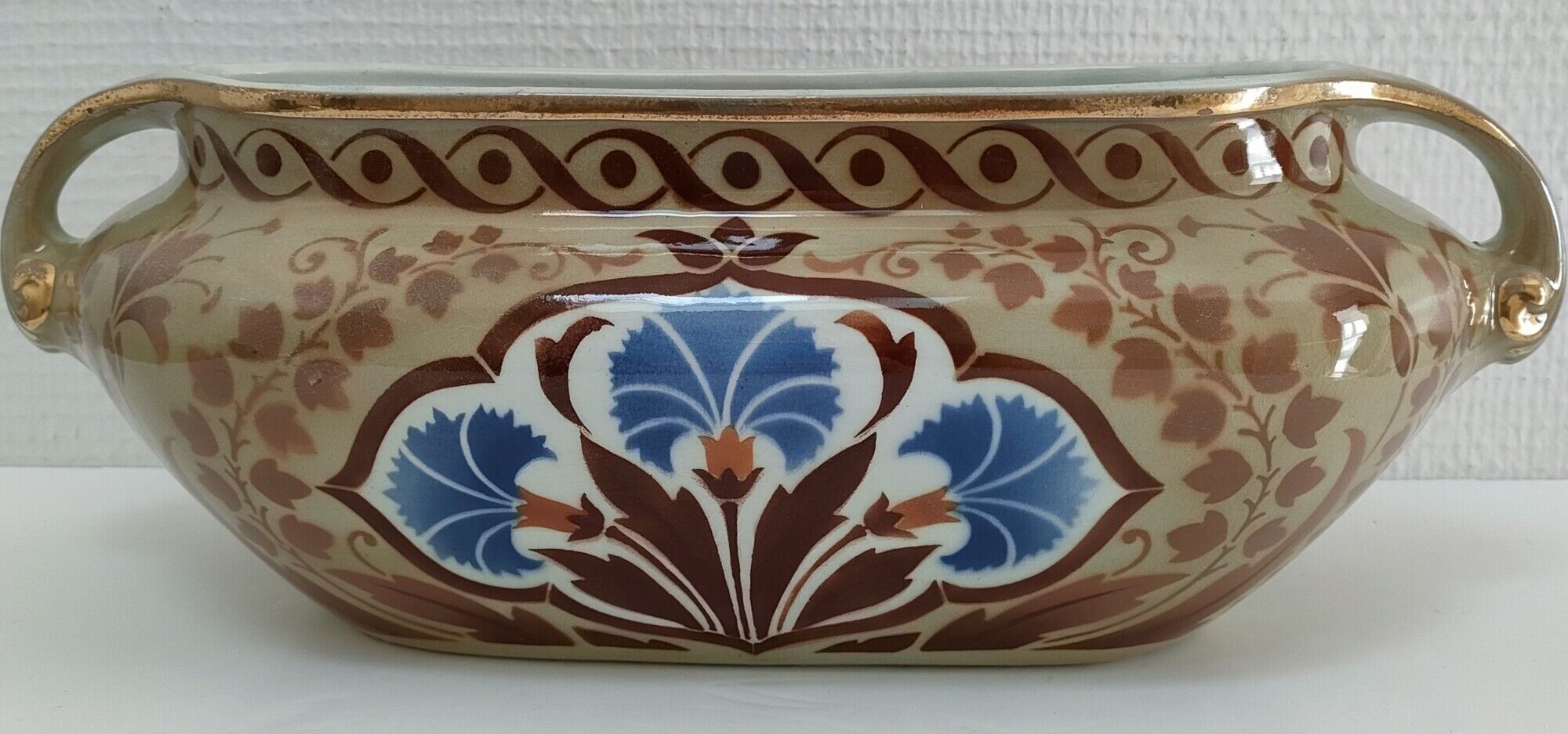 Art Nouveau gardener Keller and Guérin earthenware Lunéville model Palmyra