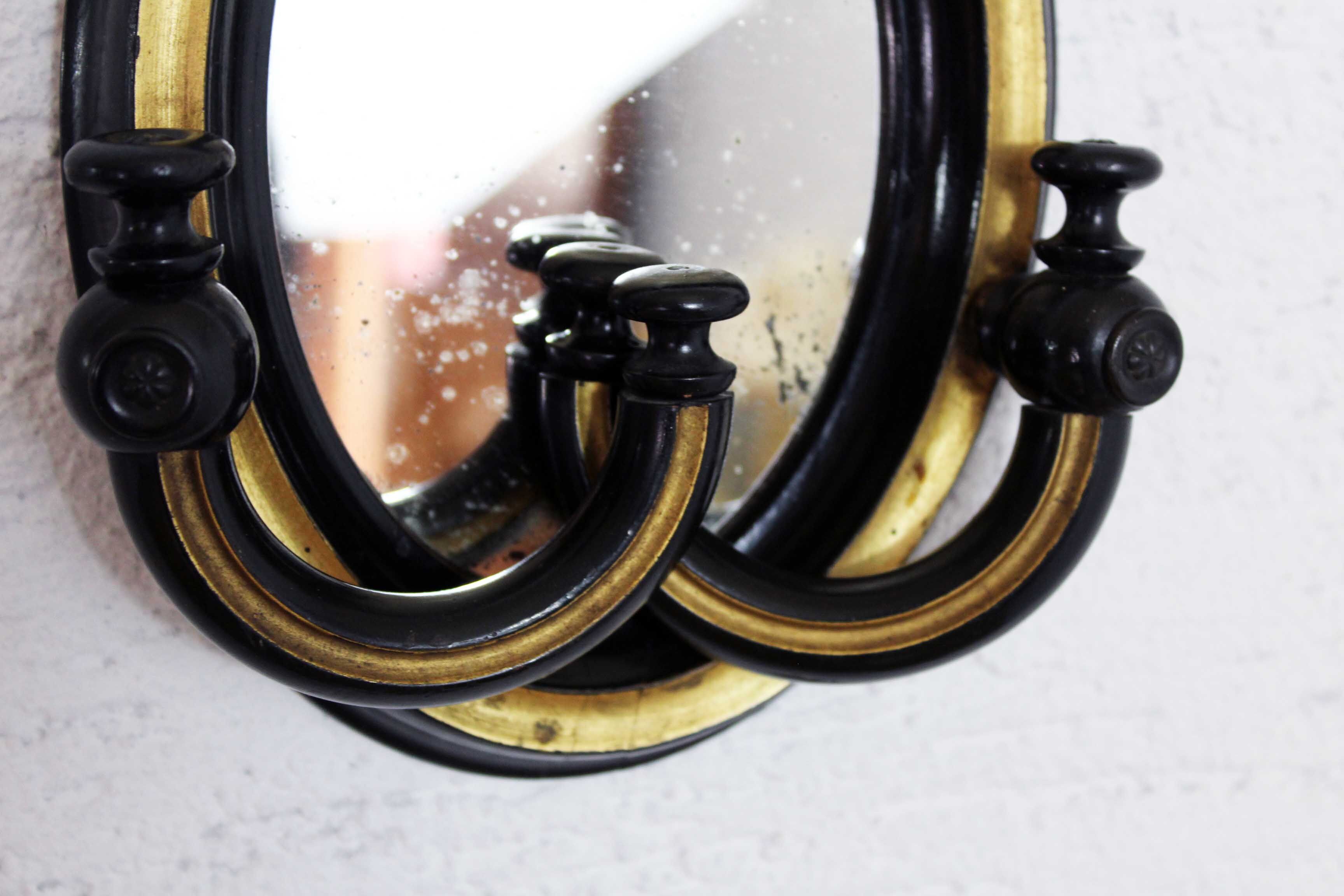 Very rare mirror Napoleon III with jewelry wear hooks  16x22cm