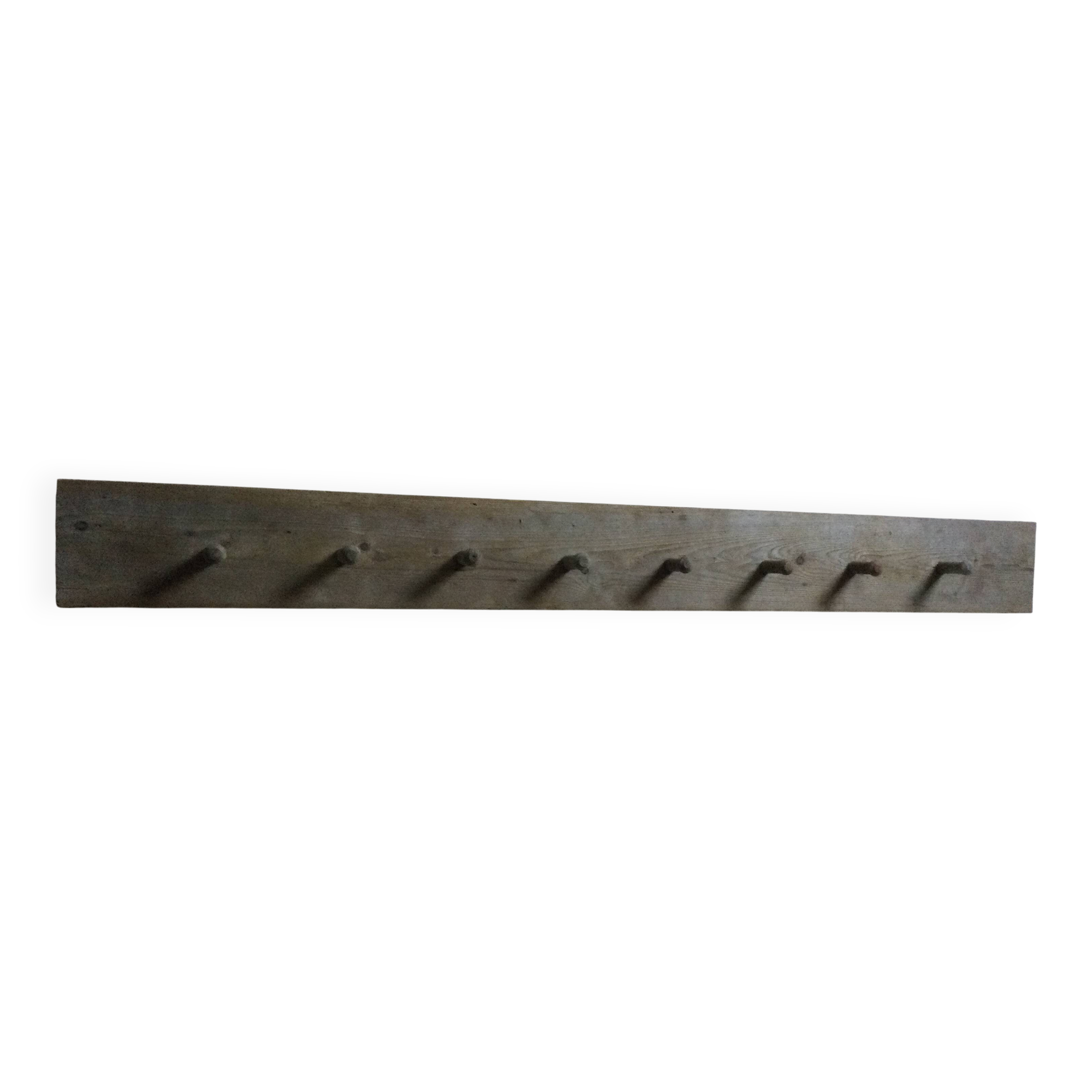 Porte manteau ancien en bois 8 patères