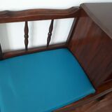 Bench bench phone bench in solid wood (60/70). Brown/blue