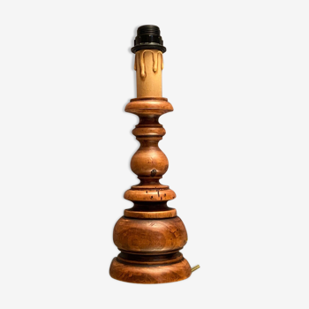 Pied de lampe rustique en bois massif de type aulne