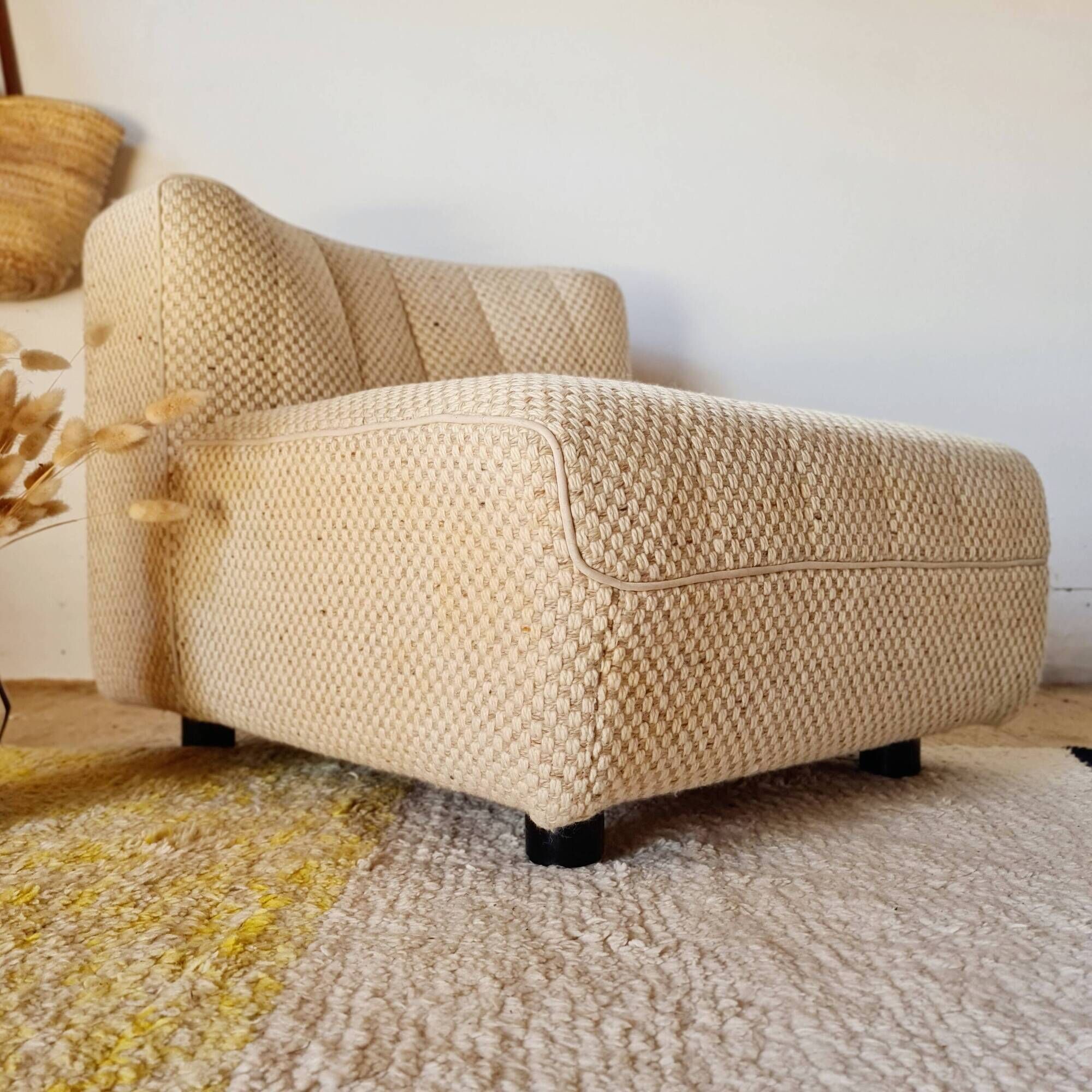 Vintage wool armchair, International Furniture Paris - 70s