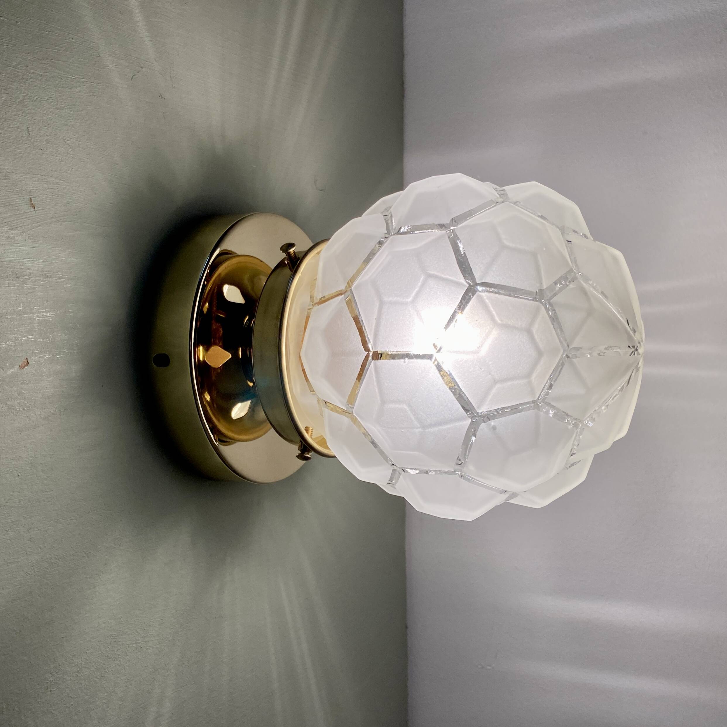 Vintage art deco globe wall or ceiling light in frosted glass
