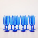 Set of 9 blue champagne flutes