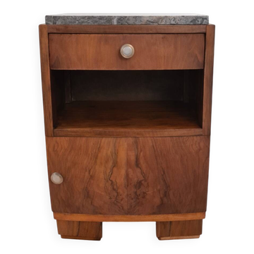 Meuble d’appoint Art Déco en bois et marbre – années 1930 – table de chevet